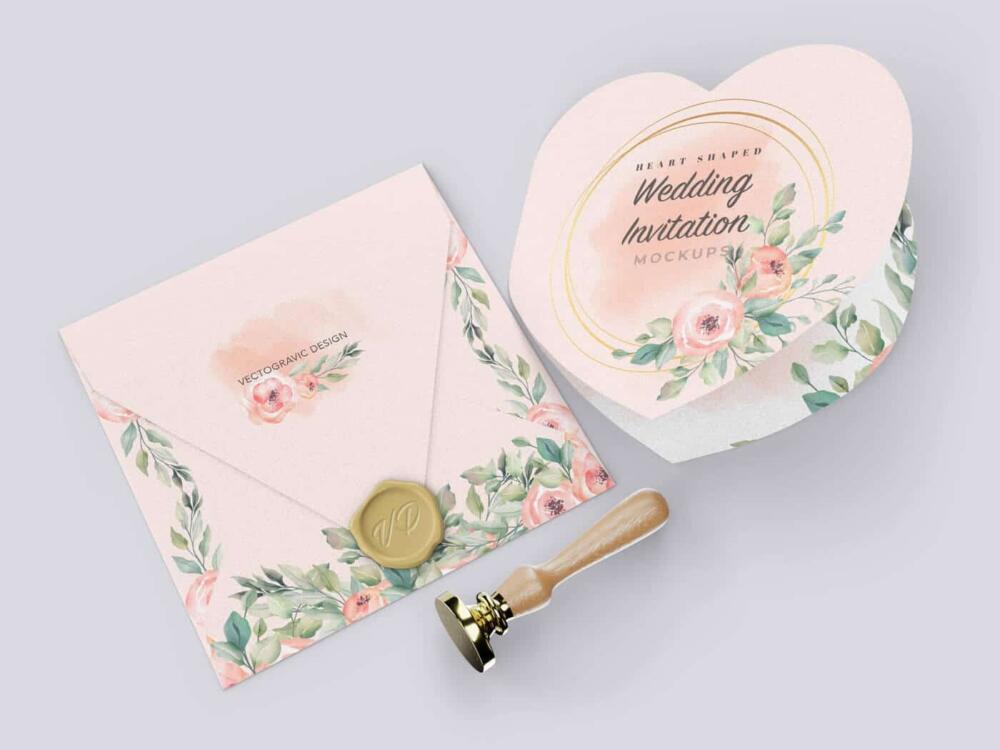 Heart Shaped Invitation Mockups