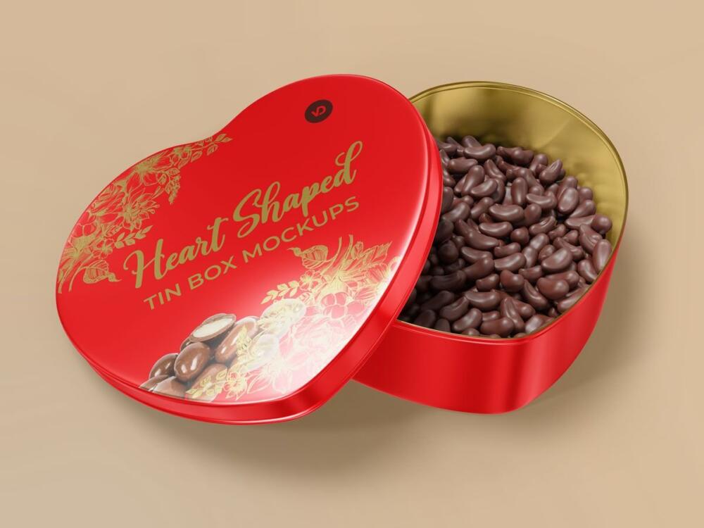 Heart Shaped Tin Box Mockups