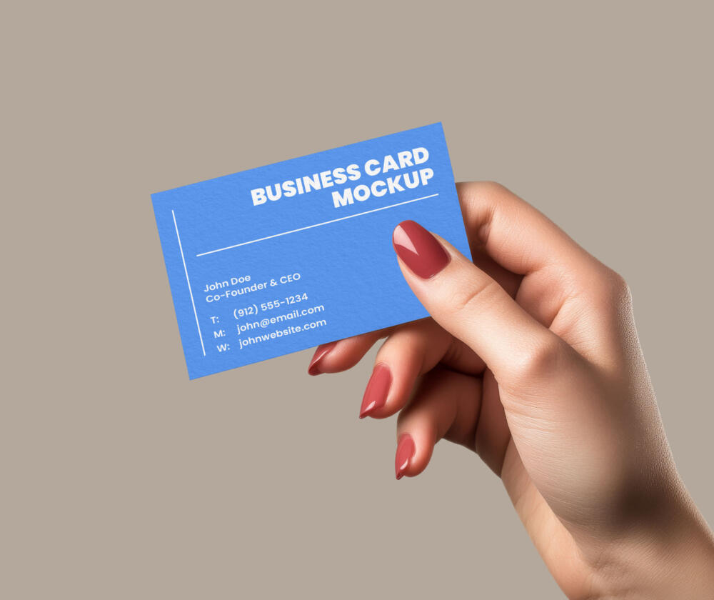Holding Business Card Mockup