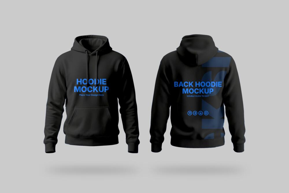 Hoodie Mockup Front and Back View