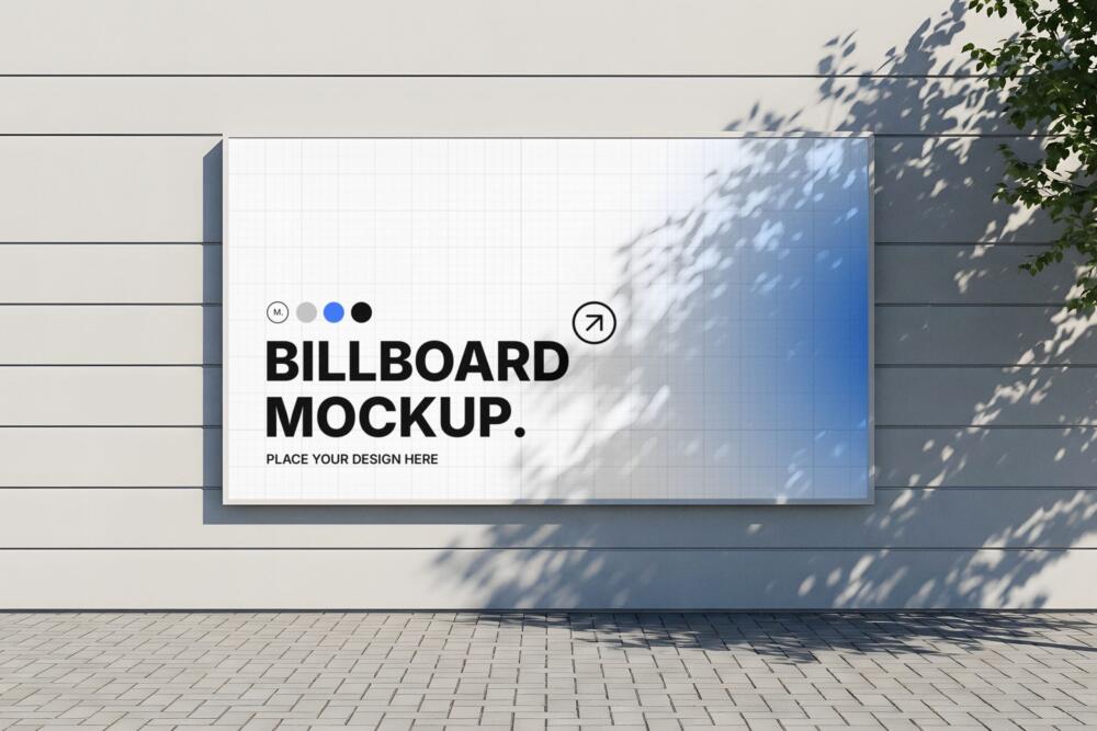 Horizontal Billboard Mockup on Modern Wall
