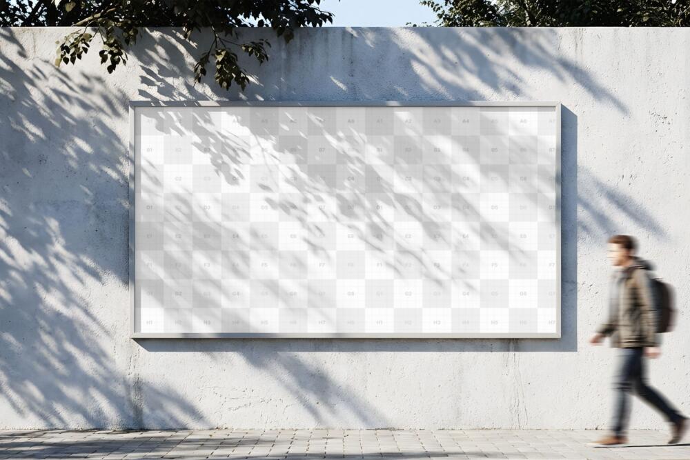 Horizontal Outdoor Billboard Mockup on Concrete Wall