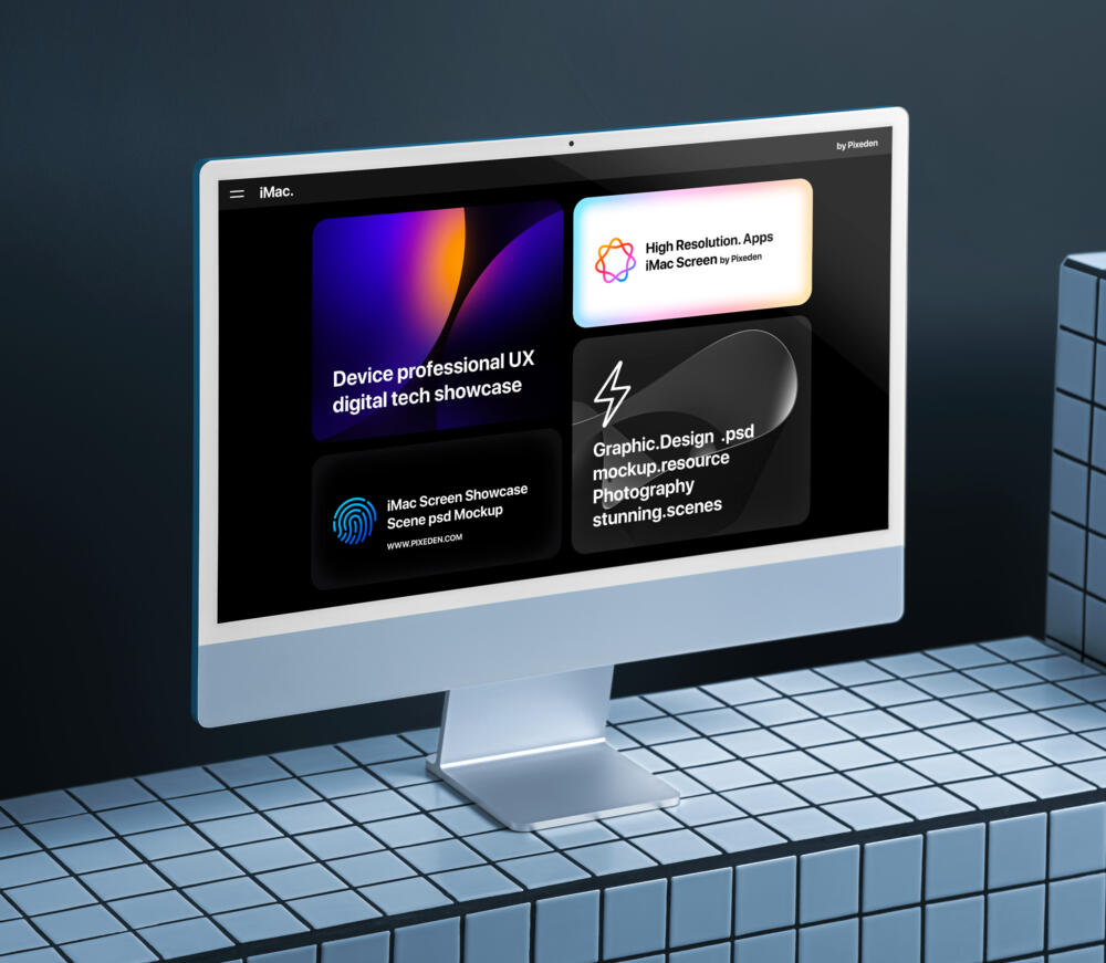 iMac Showcase Screen Scene Psd Mockup