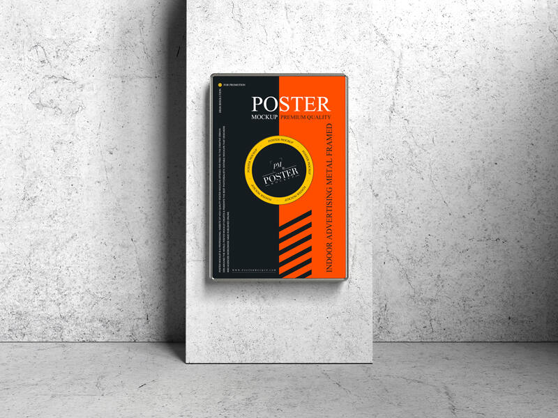 Indoor Advertising Metal Framed Poster Mockup