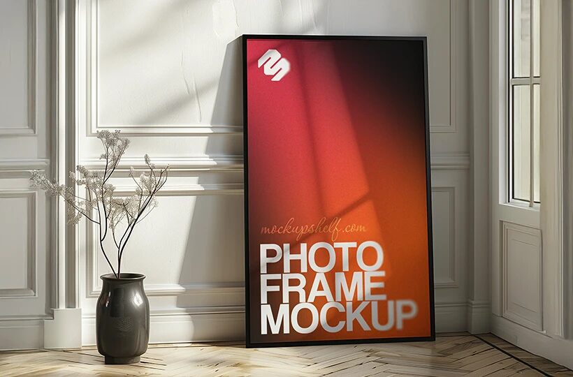 Interior Display Photo Frame Mockup PSD, Styled Room