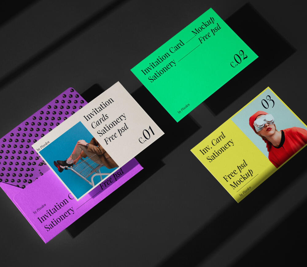 Invitation Stationary Cards Psd Mockup