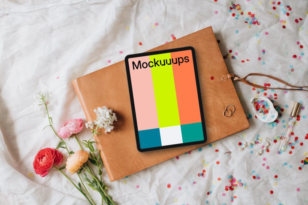 iPad mockup with wedding theme