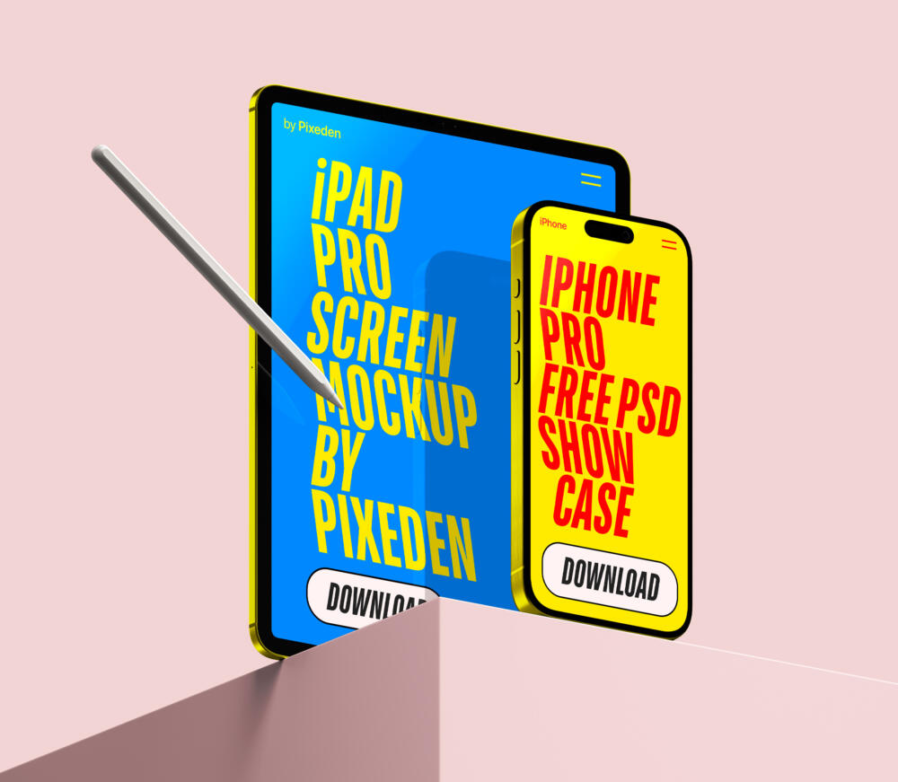 iPad Pro and iPhone Pro Showcase Screens Psd Mockup