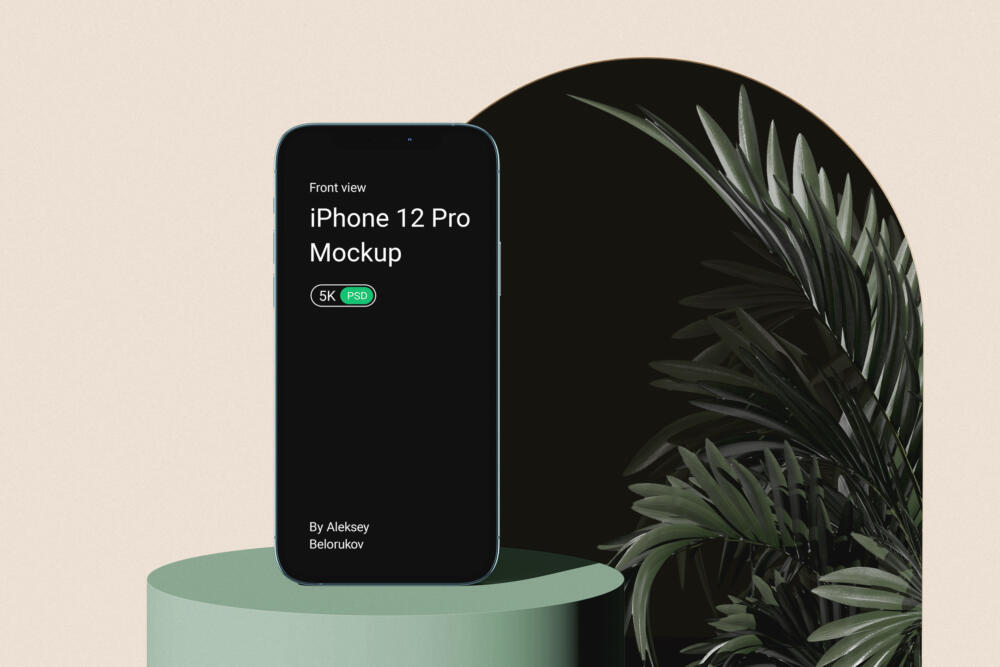 iPhone 12 Pro With Plant Mockup V1 Front View