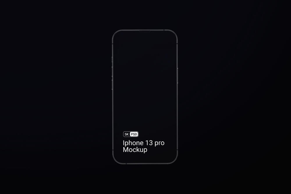 Iphone 13 Pro Mockup On Black Background Front View