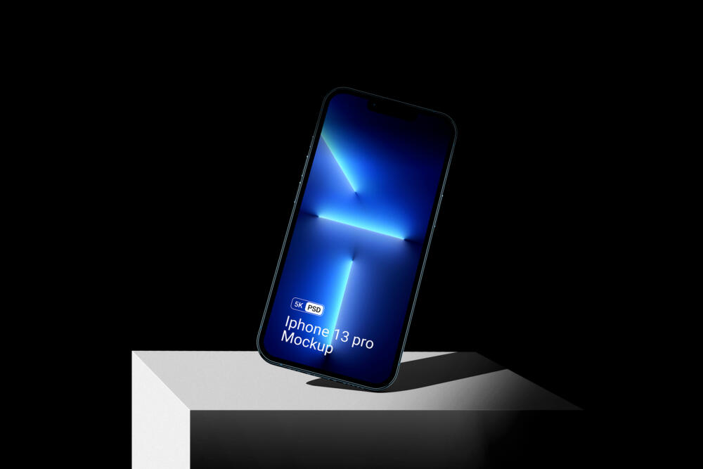 Iphone 13 Pro Mockup On Block Front View