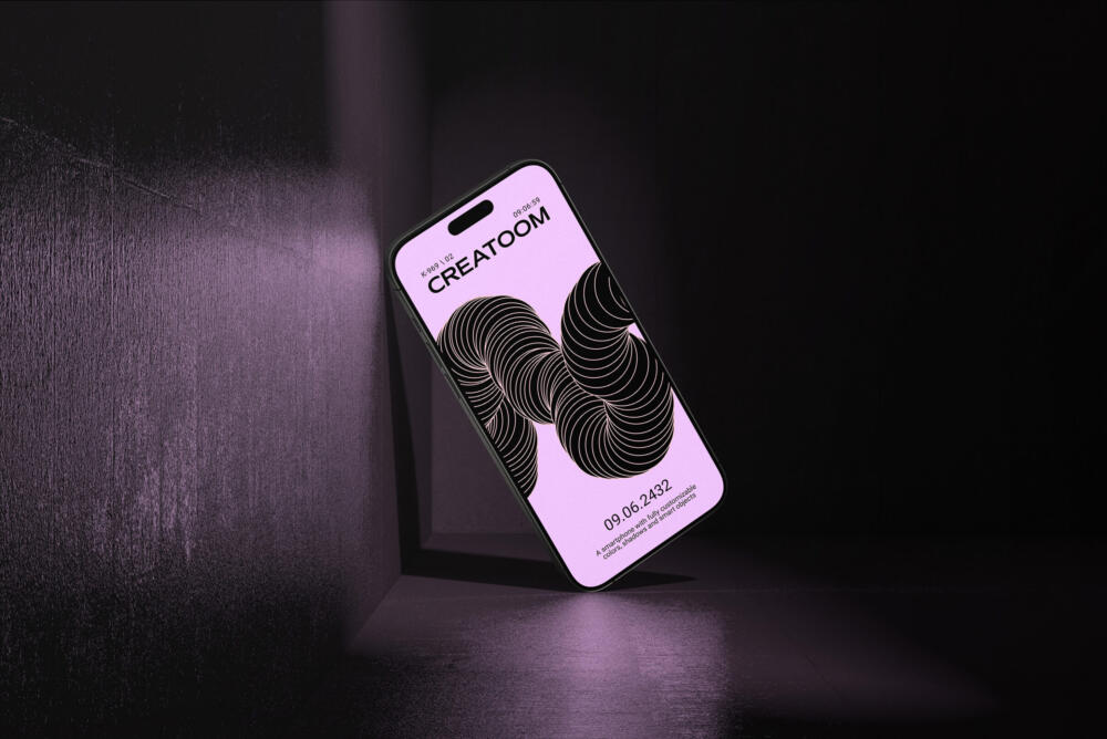Iphone 15 Pro Mockup On Concrete Background Front View