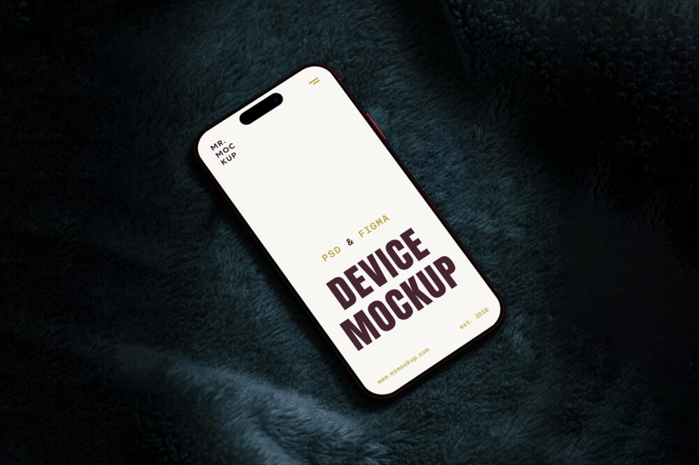 iPhone 16 Pro Laying on Sofa Mockup