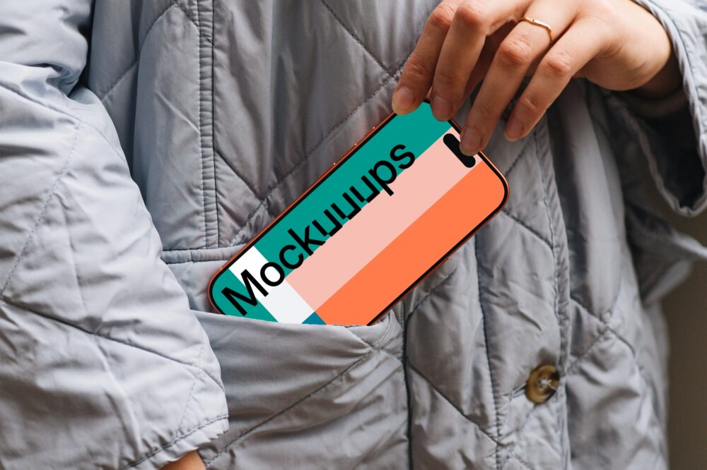 iPhone 17 Pro mockup in a jacket pocket