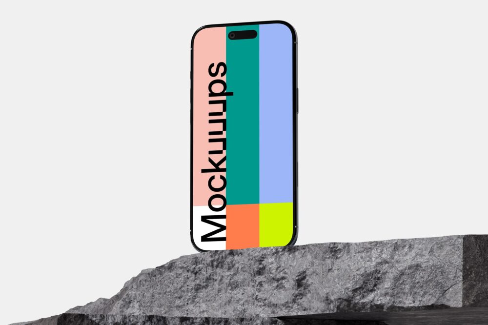 iPhone Air Mockup on Rock