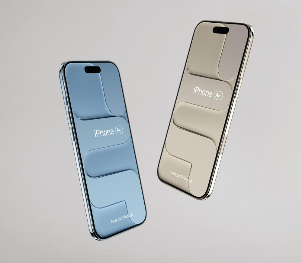 iPhone Air Showcase Screens Psd Mockup