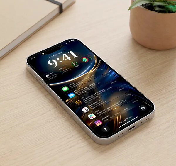 Iphone Desk Lifestyle Mockup — Notifications & Productivity UI (PSD)