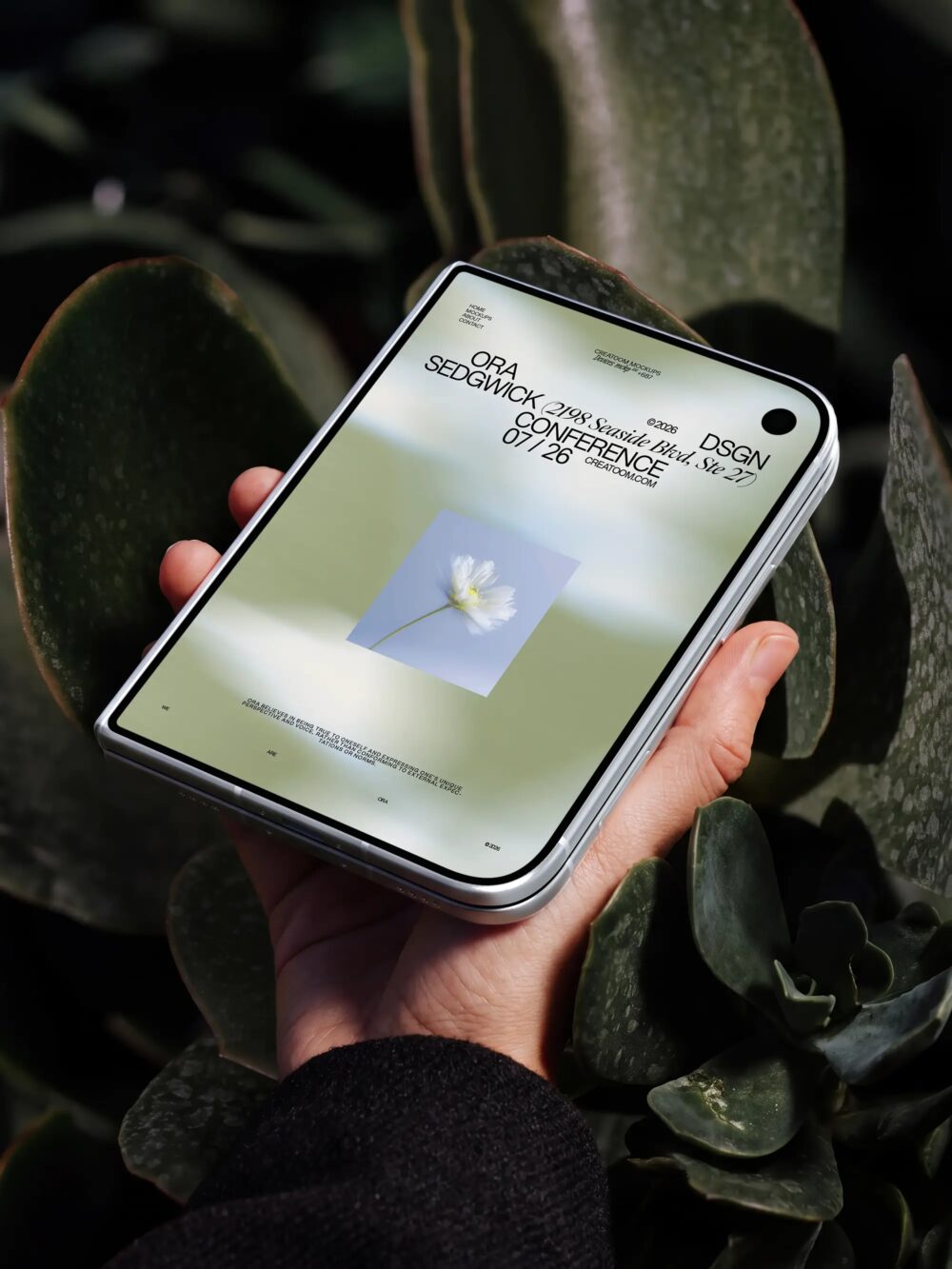 Iphone Duo Mockup Surrounded By Green Chrysanthemum Flowers Top View | Mockup store
