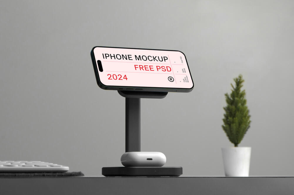 iPhone in Charger Mockup