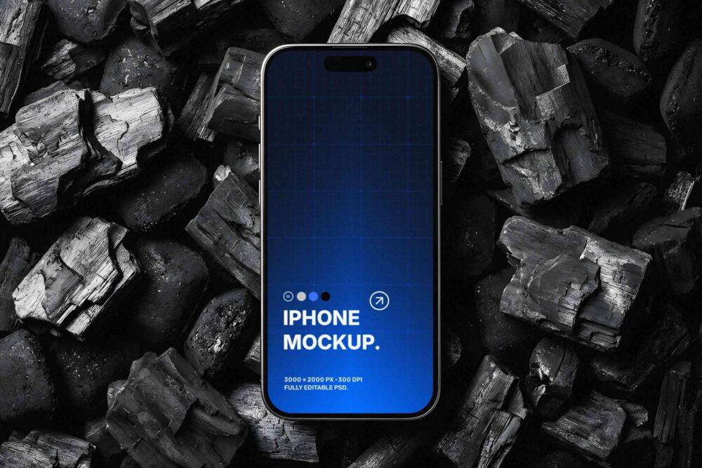 iPhone Mockup on Dark Charcoal Background