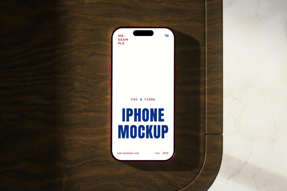 iPhone Pro on Wooden Mockup
