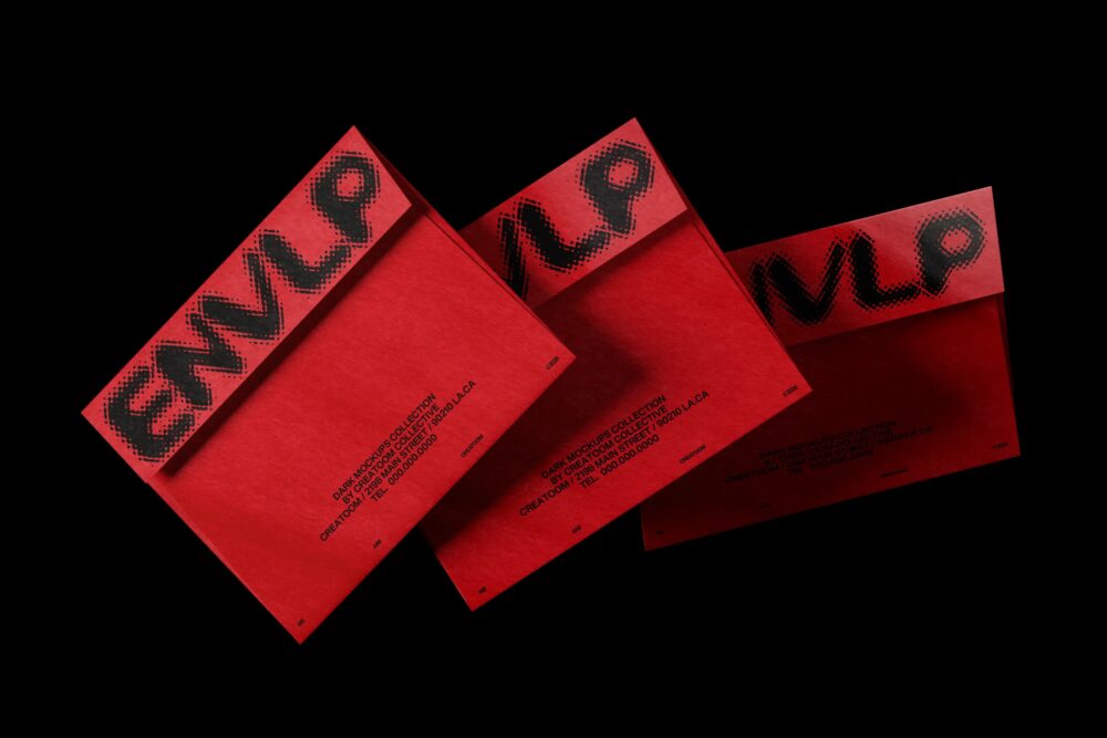 Isolated Envelope Mockups On Dark Background V2 Front View | Mockup store