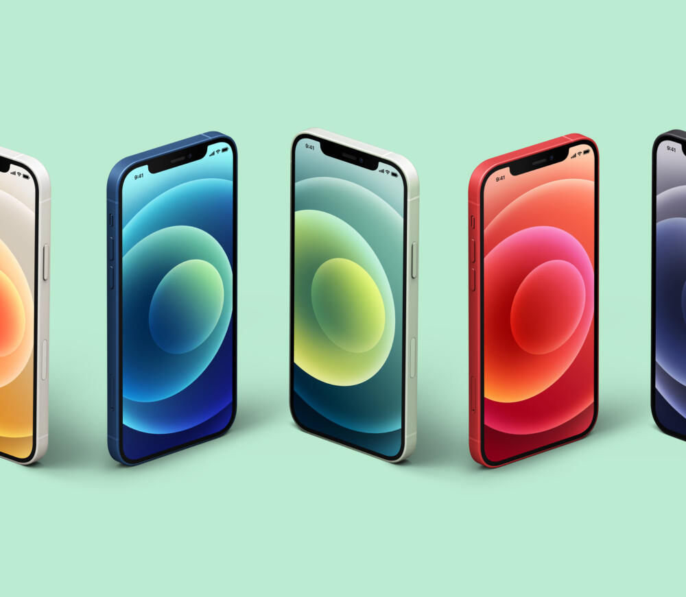 Isometric Psd iPhone 12 Mockup Set
