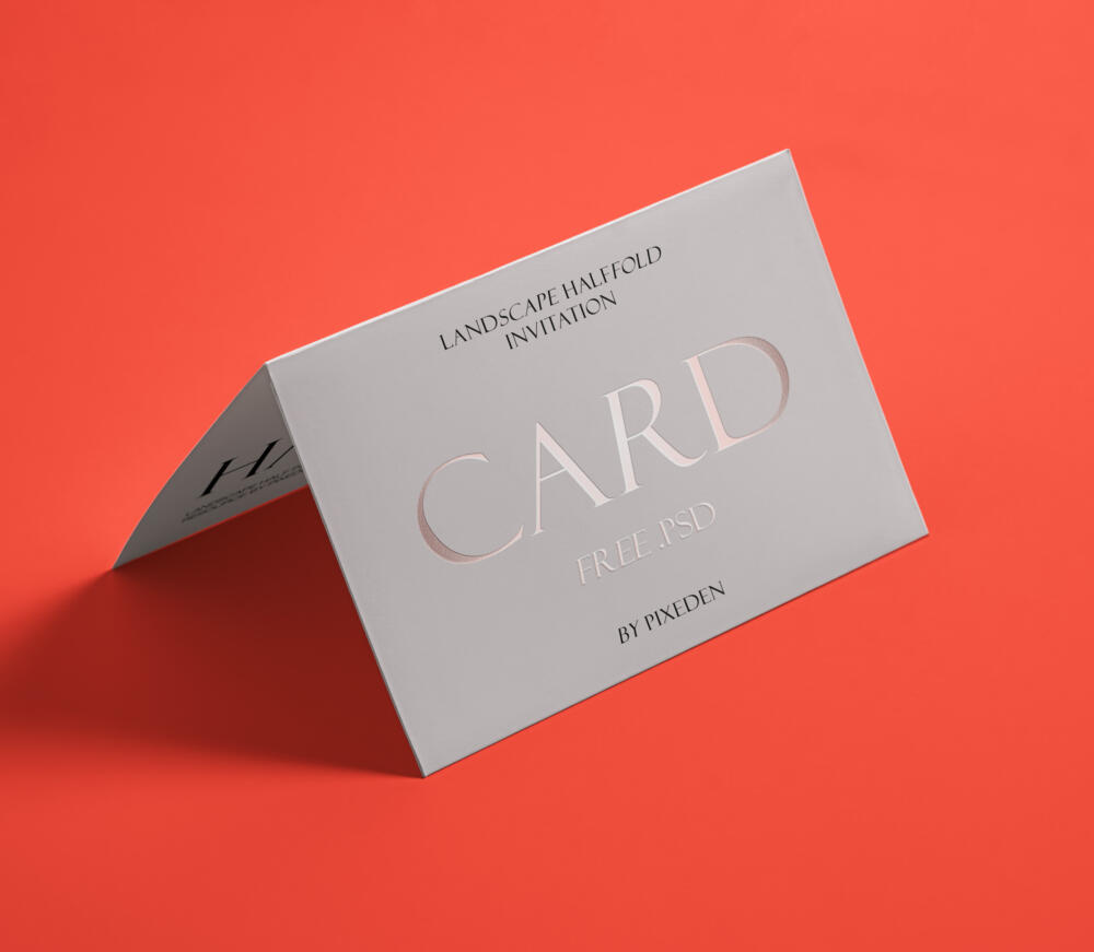 Landscape Half Fold Invitation Card Psd Mockup