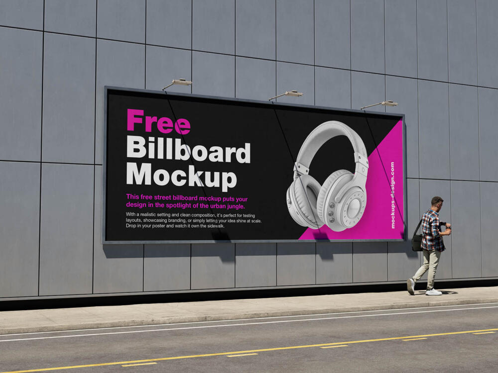 Large street billboard mockup