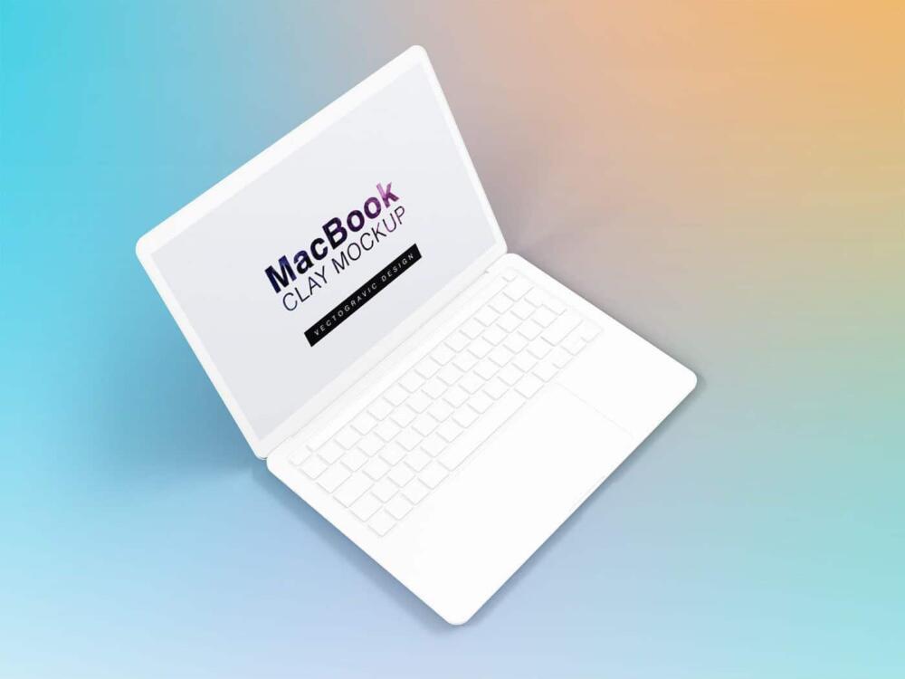 Left Top View Laptop Macbook Clay Mockups