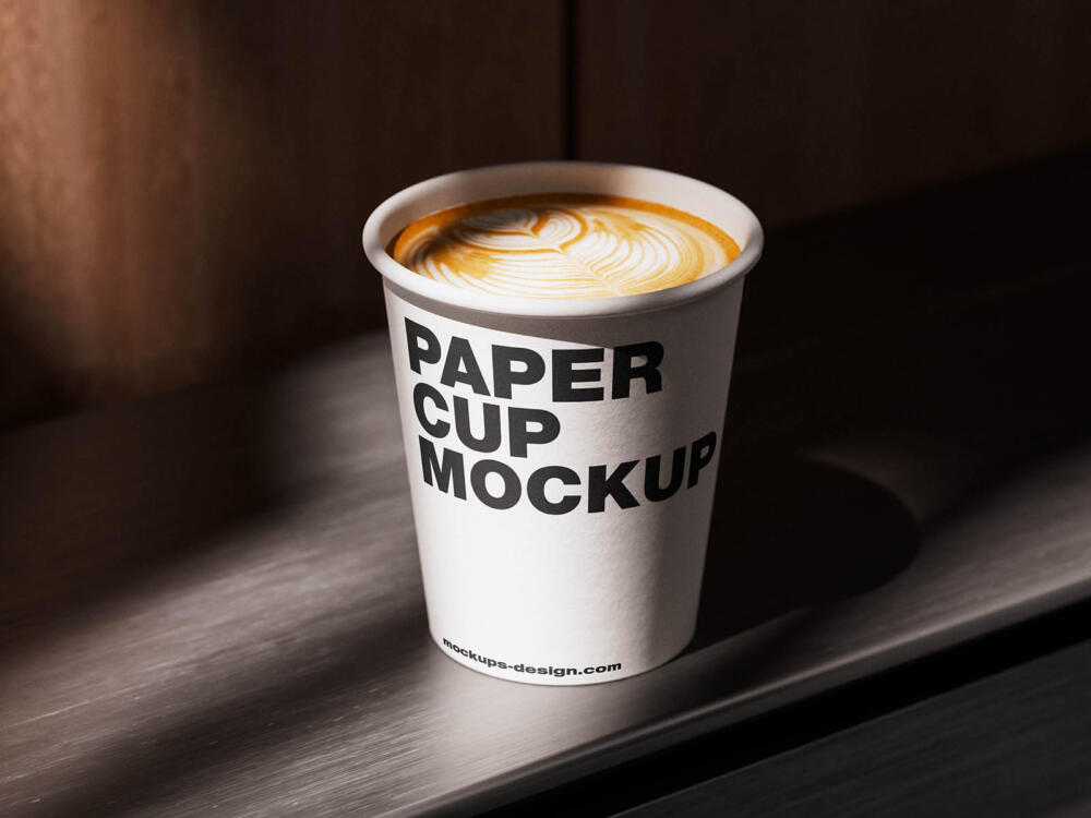 Lidless paper coffee cup mockup