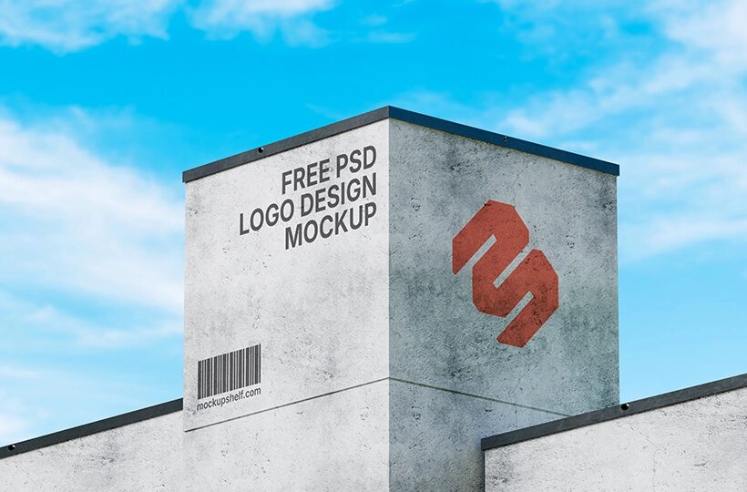 Logo Mockup on Concrete Pillar PSD, Urban Architecture Scene