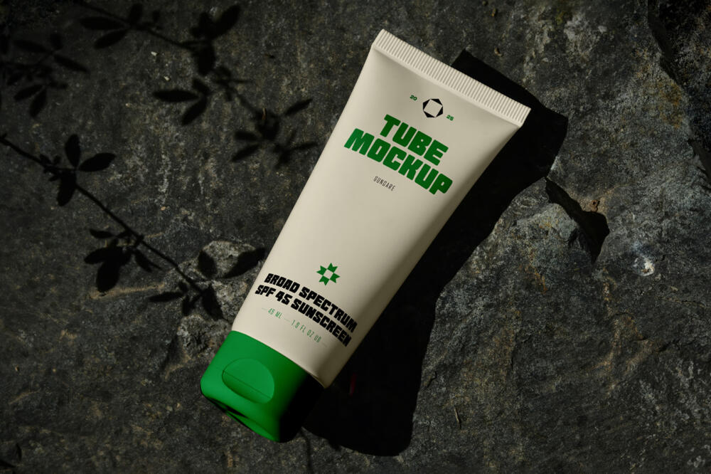 Lying on Rock Cosmetic Tube Mockup