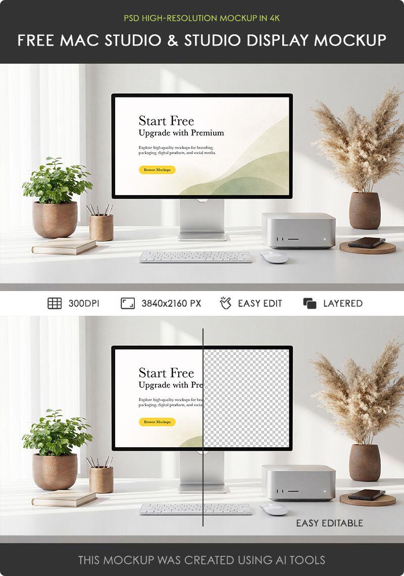 Mac Studio and Studio Display Mockup