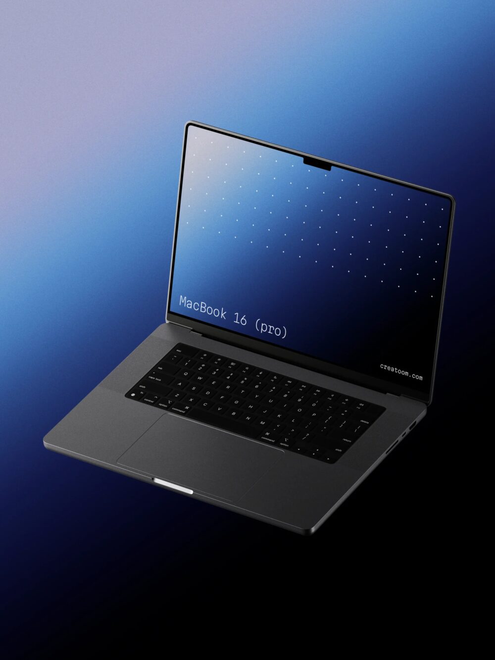 Macbook 16 Pro Mockup Floating On Gradient Background Front View | Mockup store