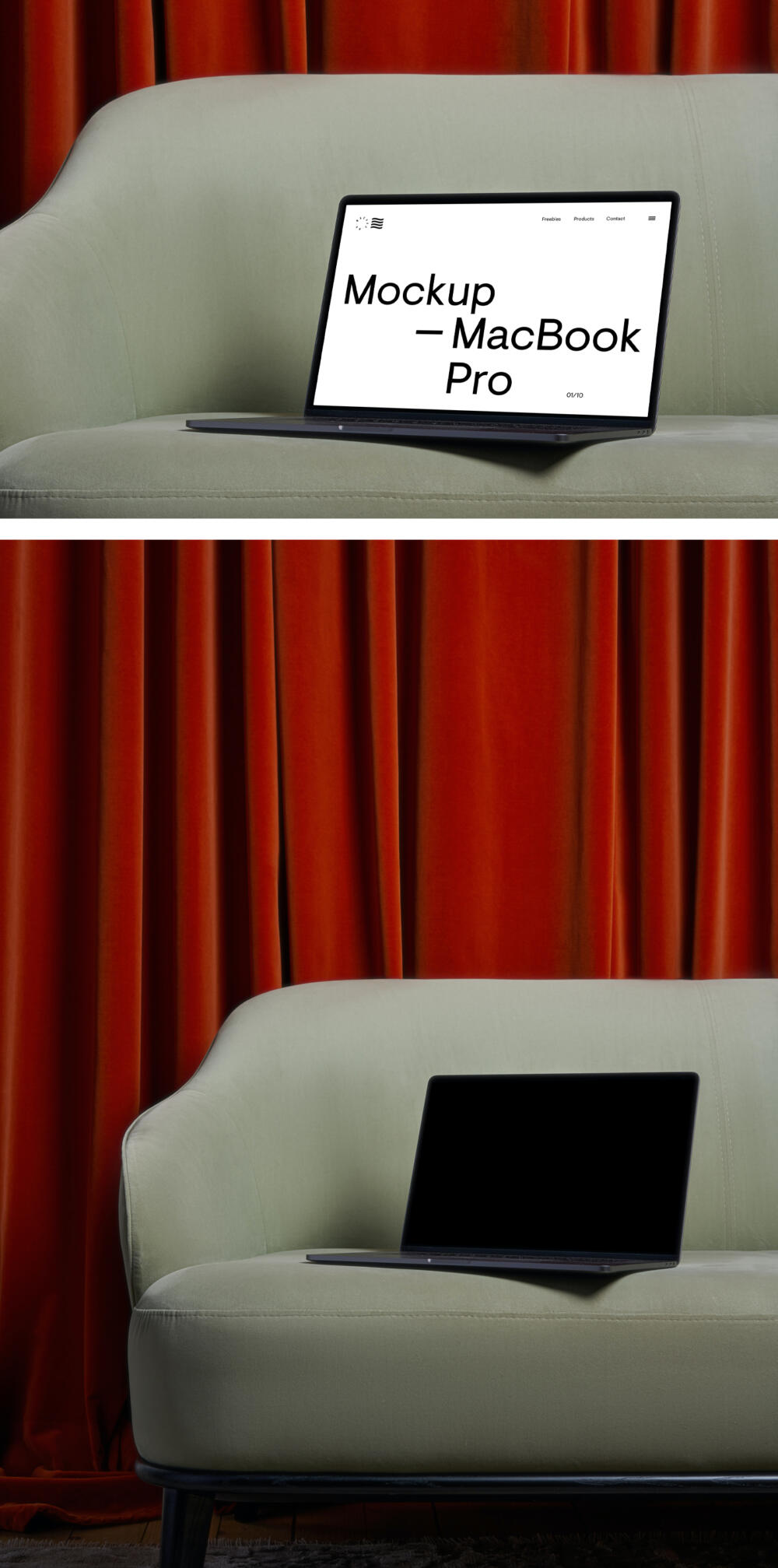 MacBook Pro Mockup on a Sofa