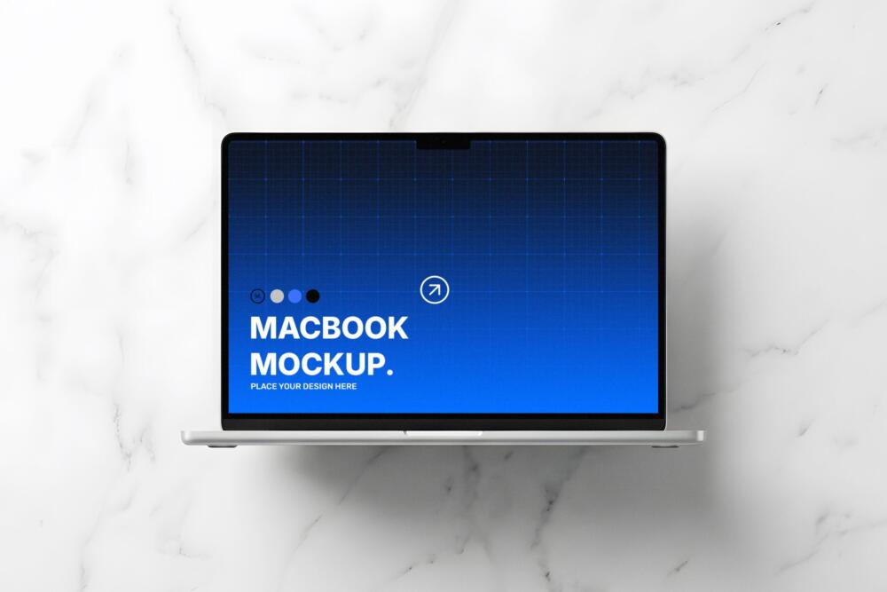 MacBook Pro on Marble Surface Mockup