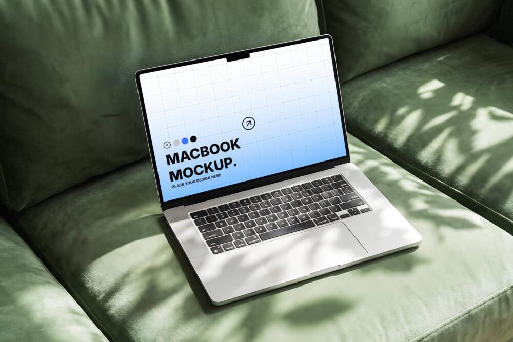 MacBook Pro on Metal Mesh Surface Mockup