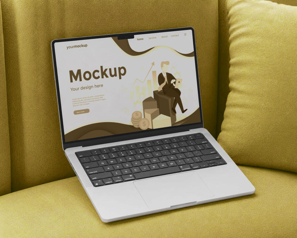 Macbook Pro on Sofa Mockup