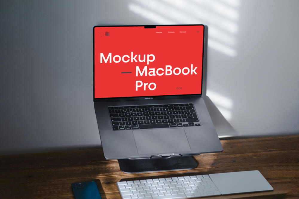MacBook Pro on Stand Mockup