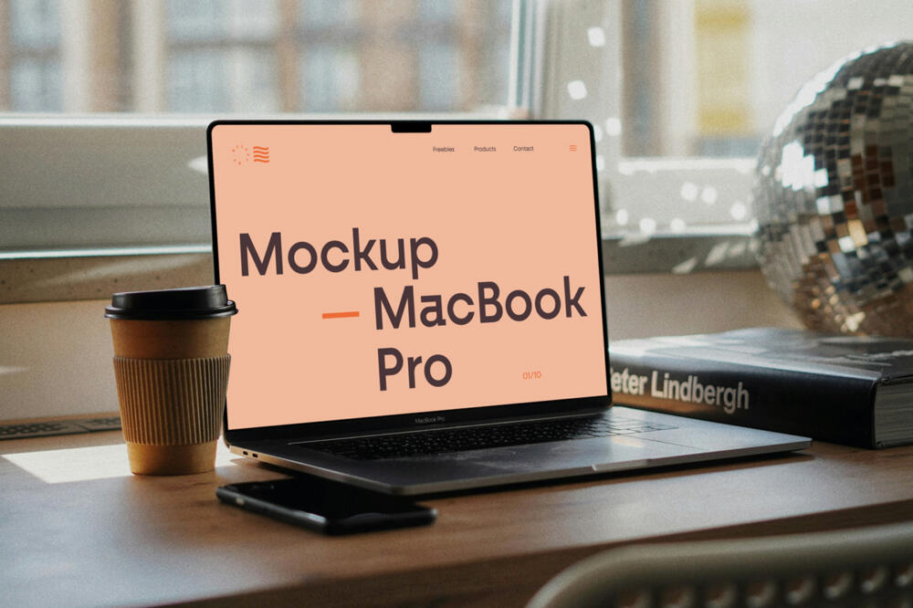 MacBook Pro on Writing Desk Mockup