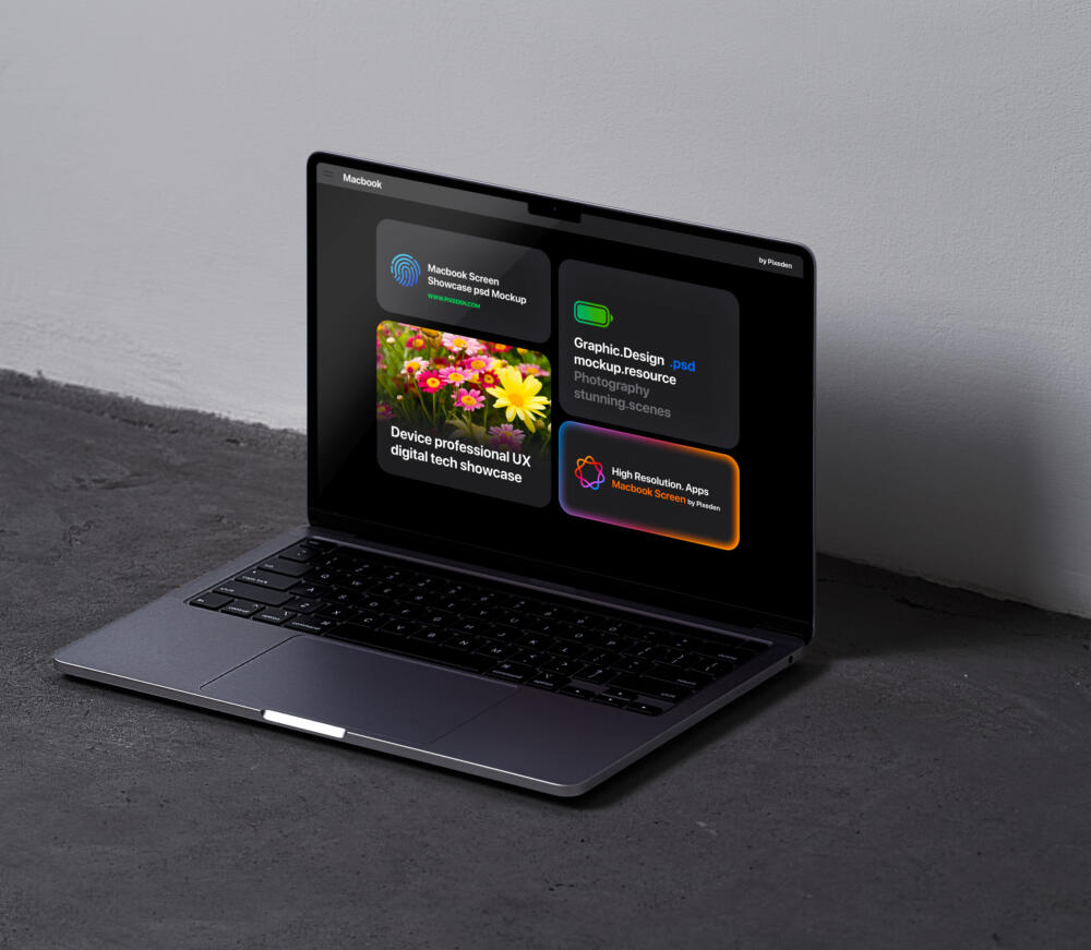 MacBook Screen Showcase Scene Psd Mockup