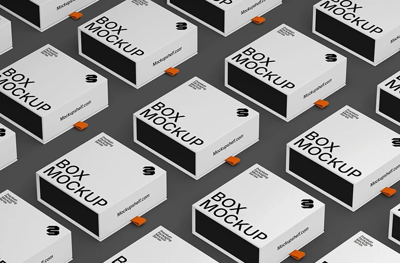 Magnetic Box Mockup PSD, Isometric Pattern Layout