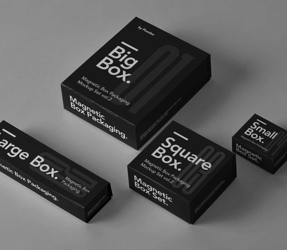 Magnetic Psd Box Packaging Mockup Set 2