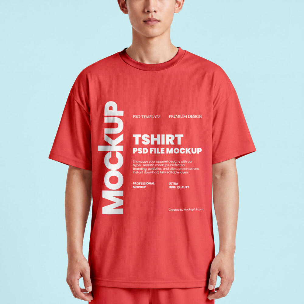 Man Wearing Oversize T-Shirt Mockup