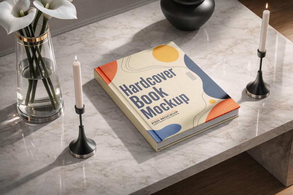 Marble Table Book Mockup