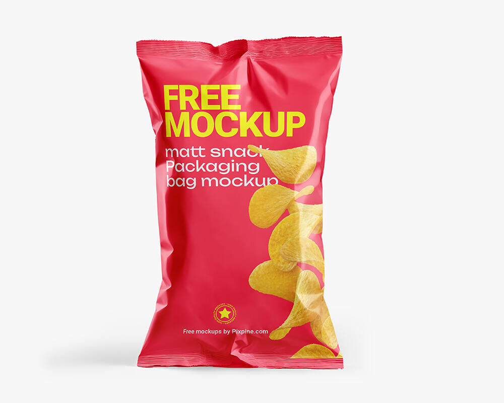 Matt Snack Packaging Bag Mockup -Pixpine.com