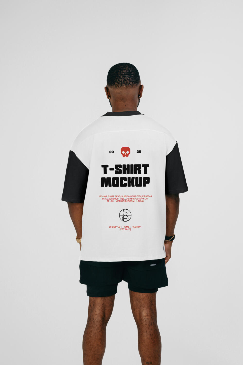 Men Back Turned T-Shirt PSD Mockup