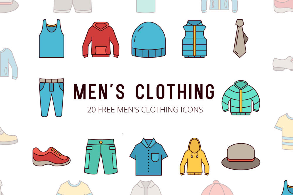 Men's Clothing Vector Icon Set
