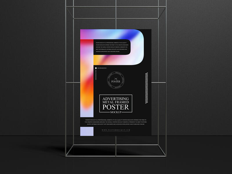 Metal Framed Advertising Poster Mockup